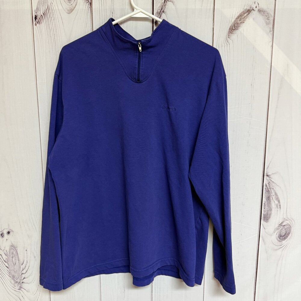 Patagonia 1/4 Zip Pullover Men’s XL Blue Made in USA GUC